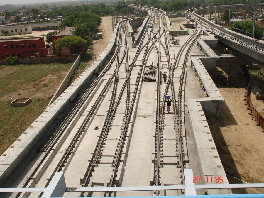 Scissors crossover inside the Dwarka depot shed — DMRC
