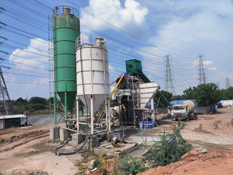In-house concrete batching plant at a project site
